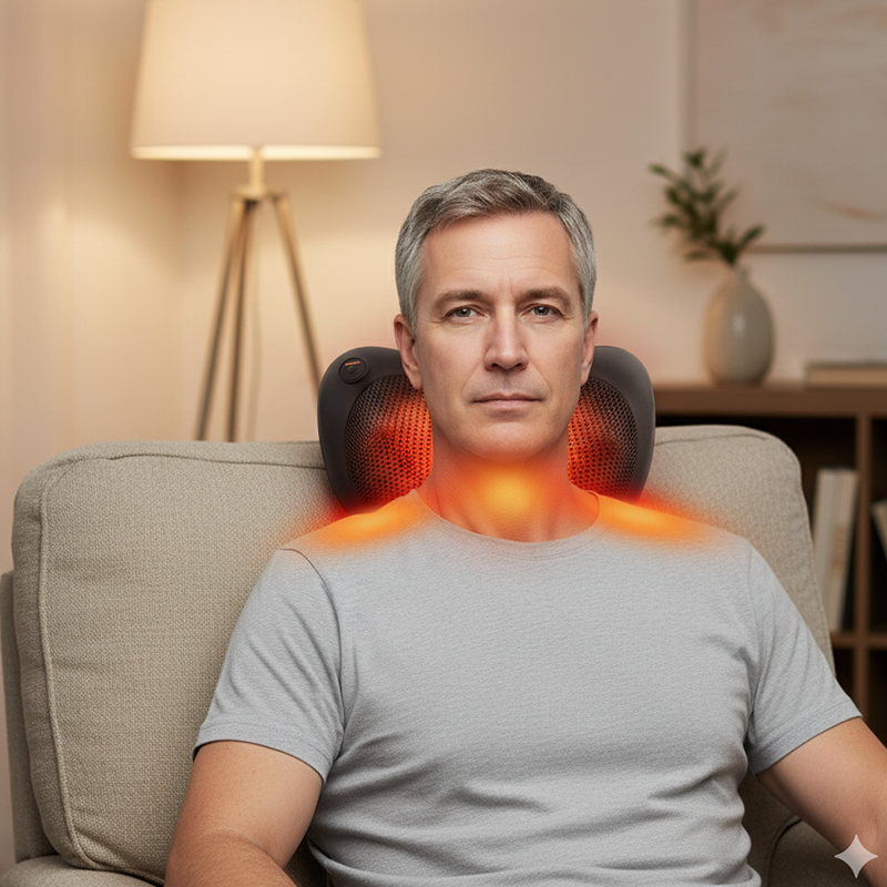 Experience instant muscle relief with RyoZen, the 3D kneading heat massager for fast tension relief.